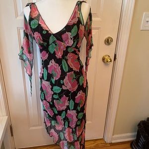 Vintage Betsey Johnson M (about a 6) ethereal floaty floral dress perfect RARE